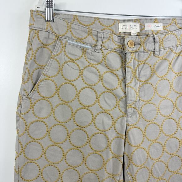 Chino by Anthropologie Relaxed Fit Embroidered Circle Pattern Pants Size 32 - Picture 5 of 13
